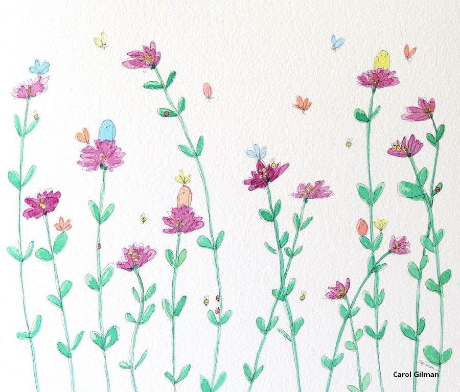 Art for girl's room. Paintings of butterflies and flowers. Visit my Gallery for currently available art.