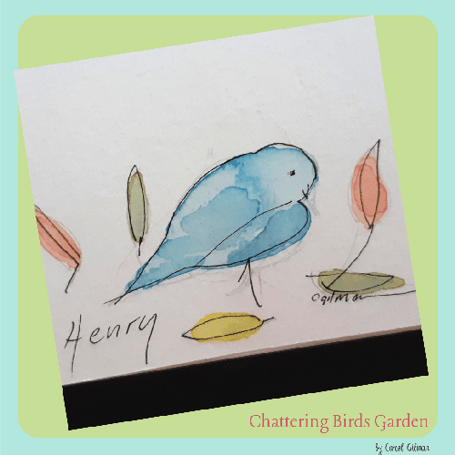 bird scratching leaves  cute blue bird cute imaginary garden.  fanciful garden garden poem